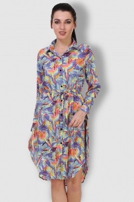 floral long shirt dress